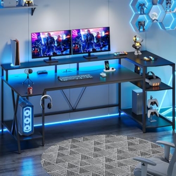 Stylish SEDETA Gaming Desk with LED and Storage