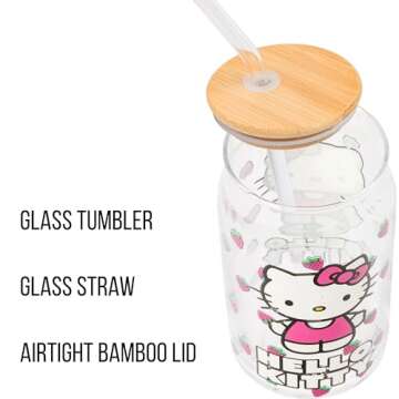 Hello Kitty Strawberry Tumbler with Bamboo Lid & Straw
