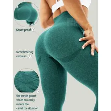 HIGORUN Women Seamless Leggings Smile Contour High Waist Workout Gym Yoga Pants Green XS