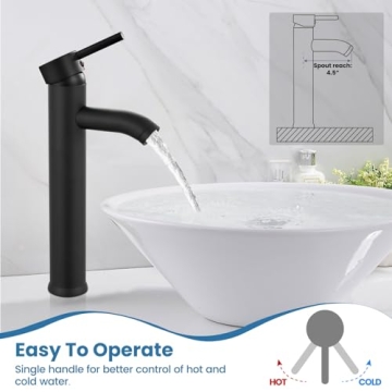 Airuida Single Handle Vessel Sink Faucet - Matte Black Style