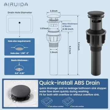Airuida Single Handle Vessel Sink Faucet - Matte Black Style