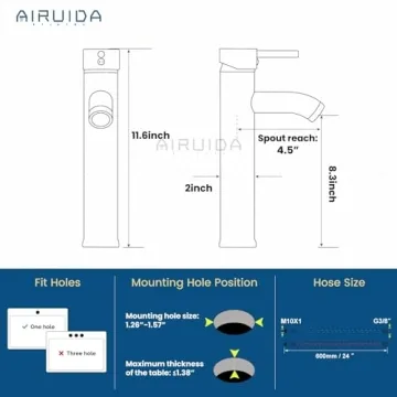 Airuida Single Handle Vessel Sink Faucet - Matte Black Style