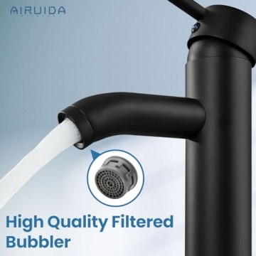 Airuida Single Handle Vessel Sink Faucet - Matte Black Style