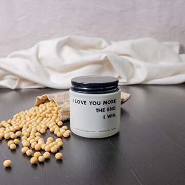 I Love You More The End I Win– Lavender Candle Gifts for Boyfriend Girlfriend Family, Unique Christmas Birthday Wedding Gift, Husband Wife Gift for Anniversary Valentines (3.5oz)