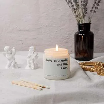 I Love You More The End I Win– Lavender Candle Gifts for Boyfriend Girlfriend Family, Unique Christmas Birthday Wedding Gift, Husband Wife Gift for Anniversary Valentines (3.5oz)