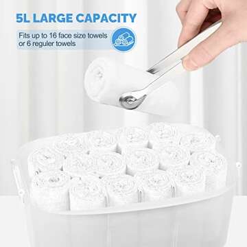 EasyinBeauty Hot Towel Warmer for Facials, Holds 16 Small Towels, 5L Portable Towel Steamer with Quickly Heating in 1-5 Mins, Auto Off Timer Foldable Towel Warmers for Spa, Barber, Manicures, Massage