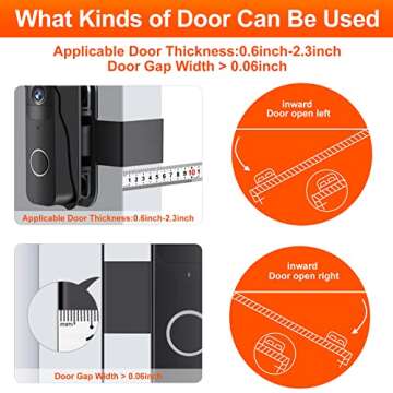 Video Doorbell Mount No-Drill Adjustable Mounting Bracket Compatible for Blink Anti-theft Doorbell Camera Door holder Cover, Doorbell Security System Accessories, Not Block Doorbell Sensor (Black)