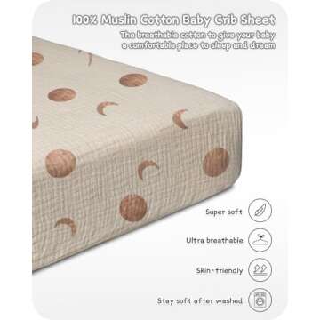 Bearmoss Muslin Crib Sheets 100% Cotton Baby Crib Sheets Fitted for Standard Crib Mattress & Toddler...