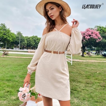 LEACOOLKEY 2 Pack Women Leather Belts for Jeans Dress Fashion Skinny Belt with Gold Silver Buckle