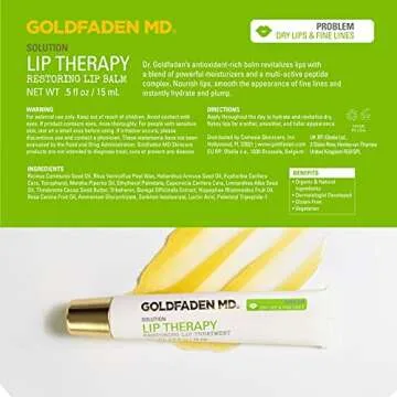 Goldfaden MD Lip Therapy | Restoring Lip Treatment | w/Peptides, Hyaluronic Acid, Fruit Berry Wax, Borage Oil, Rose Hip Oil & Vitamin E | Nourishes, Hydrates & Plumps Appearance 0.5 ﬂ oz / 15 mL