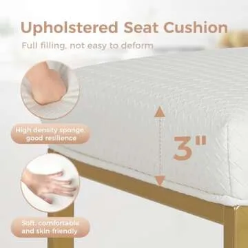 MAISON ARTS Off White & Gold Counter Height Bar Stools with Back Set of 4 for Kitchen Counter 24 Inch Modern Upholstered Faux Leather Barstools Farmhouse Bar Chairs Luxury Island Stools Support 330LBS