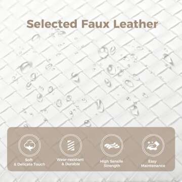 MAISON ARTS Off White & Gold Counter Height Bar Stools with Back Set of 4 for Kitchen Counter 24 Inch Modern Upholstered Faux Leather Barstools Farmhouse Bar Chairs Luxury Island Stools Support 330LBS