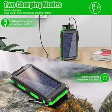 Durecopow 20000mAh Solar Charger - Waterproof Portable Power Bank