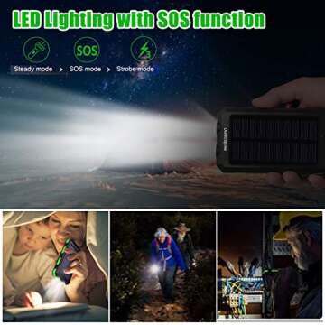 Durecopow 20000mAh Solar Charger - Waterproof Portable Power Bank