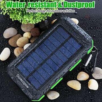 Durecopow 20000mAh Solar Charger - Waterproof Portable Power Bank