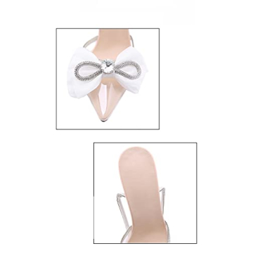MissHeel Clear Pointed Toe Heels for Women Transparent Shoes High Heels Stiletto Pumps with Rhinestone Sandals Heeled Nude Wedding Shoes Dress Size 7