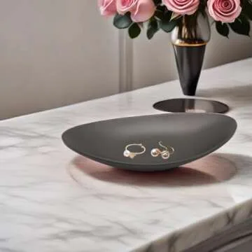 Black Key Ring Dish Jewelry Tray Key Tray Organizer,Dresser Decor entryway Key Dish Decorative Trink...