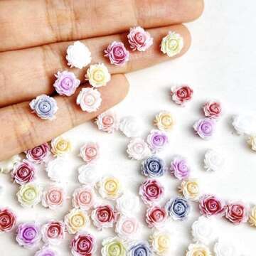 50Pcs Cute Flower Nail Charms Mixed Size Flowers Charms for Nails Colorful Floral Nails Rhinestones ...
