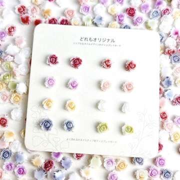 50Pcs Cute Flower Nail Charms Mixed Size Flowers Charms for Nails Colorful Floral Nails Rhinestones Carved Floral Resin Nail Design 3D Resin Camellia Rose Nail Supplies Nail Accessories for Women