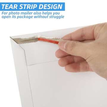 RHBLME 60 Pack Stay Flat Mailers, Reusable Cardboard Envelopes, 13.8x11.2 Inch Self-Seal Mailers, White Rigid Shipping Envelopes for Shipping Photos, Documents, Collectible Trading Cards