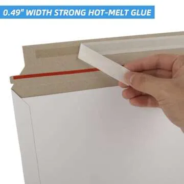 RHBLME 60 Pack Stay Flat Mailers, Reusable Cardboard Envelopes, 13.8x11.2 Inch Self-Seal Mailers, White Rigid Shipping Envelopes for Shipping Photos, Documents, Collectible Trading Cards