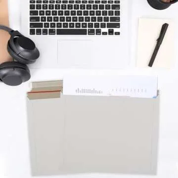 RHBLME 60 Pack Stay Flat Mailers, Reusable Cardboard Envelopes, 13.8x11.2 Inch Self-Seal Mailers, White Rigid Shipping Envelopes for Shipping Photos, Documents, Collectible Trading Cards