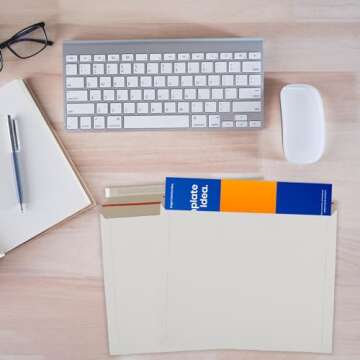 RHBLME 60 Pack Stay Flat Mailers, Reusable Cardboard Envelopes, 13.8x11.2 Inch Self-Seal Mailers, White Rigid Shipping Envelopes for Shipping Photos, Documents, Collectible Trading Cards