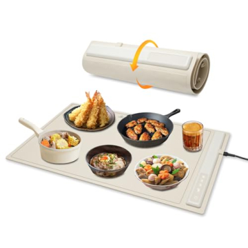 BRAVESTONE Electric Silicone Food Warmer Mat - Large, Portable, 3 Heat Levels