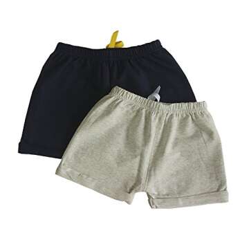 C&X Toddler Boys and Girls Cotton Shorts, 2 Pack for Kids 12M - 5 Years (Navy-Grey, 2T)