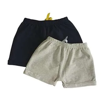 C&X Toddler Boys and Girls Cotton Shorts, 2 Pack for Kids 12M - 5 Years (Navy-Grey, 2T)