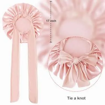 Large Silk Bonnet for Sleeping, Satin Hair Bonnet for Sleeping with Tie Band, Double Layer Satin Bonnets for Women Natural Curly Hair