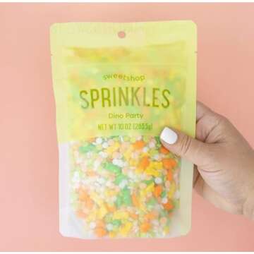 Sweetshop Sprinkle 10 Ounce Mix, Dinosaur Party, Edible Sprinkles, Sprinkles for Baking & Decorating, Use on Cupcakes, Cakes, Cookies, Breakfast Foods & More