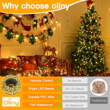 Ollny 262FT Christmas Lights - Remote Control, Waterproof