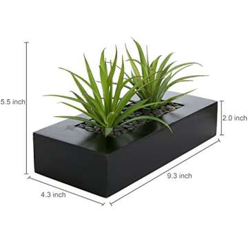 MyGift 10 Inch Fake Grass in Black Wood Planter