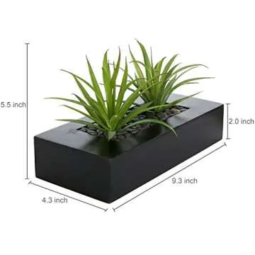 MyGift 10 Inch Fake Grass in Black Wood Planter