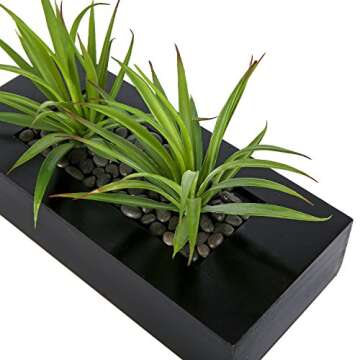 MyGift 10 Inch Fake Grass in Black Wood Planter