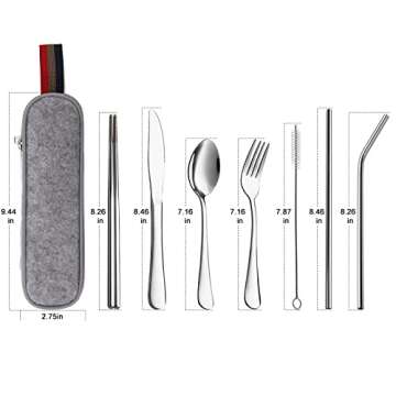 DEVICO Portable Utensils, Travel Camping Cutlery Set, 8-Piece including Knife Fork Spoon Chopsticks ...