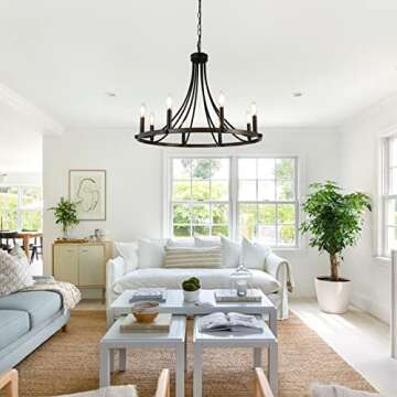 Vintage Black Wagon Wheel Chandelier for Home Décor