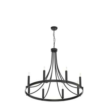 Vintage Black Wagon Wheel Chandelier for Home Décor
