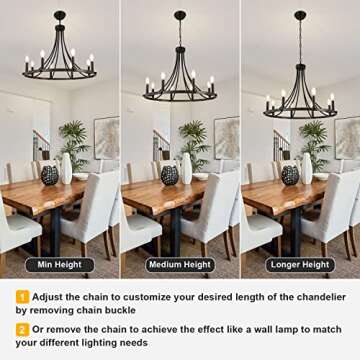 Vintage Black Wagon Wheel Chandelier for Home Décor