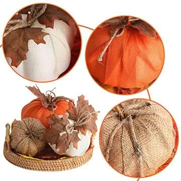 BigOtters DIY Burlap Pumpkins Set for Halloween and Fall Decor