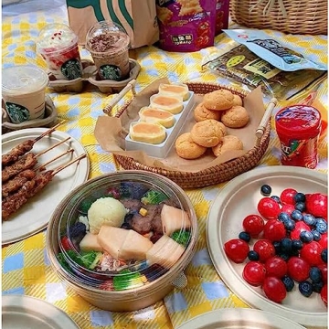 Natural Hand Woven Rattan Serving Tray Round Food Storage Vintage Decorative Rattan Wicker Tray Home Decorative Organizer Tray with Handles