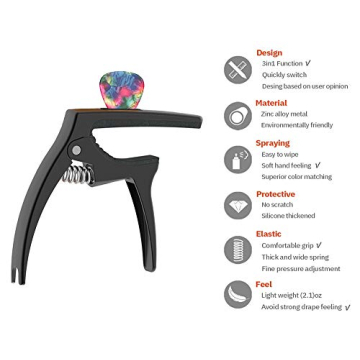 TANMUS 3in1 Zinc Capo for Acoustic & Electric Guitars