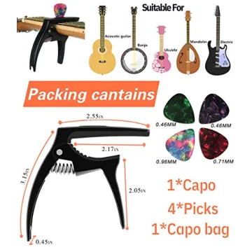 TANMUS 3in1 Zinc Capo for Acoustic & Electric Guitars
