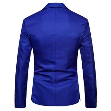 Mens Casual Slim Fit Suit Jacket 1 Button Daily Blazer Business Sport Coat Tops (2- Dark Blue, Medium)