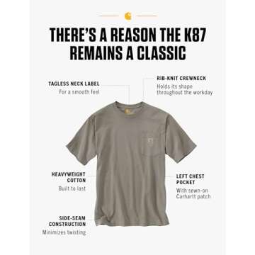 Carhartt Men's Heavyweight Short-Sleeve Pocket T-Shirt - Durable Workwear Tee