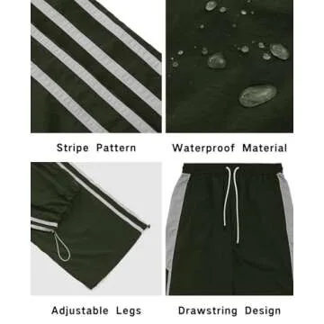 Aelfric Eden Baggy Pants Men Y2k Parachute Pants Women Vintage Striped Cargo Sweat Trousers with Drawstring Army Green
