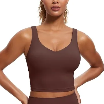 CRZ YOGA Butterluxe Women's V Neck Longline Sports Bra - Comfortable & Stylish for All Occasions