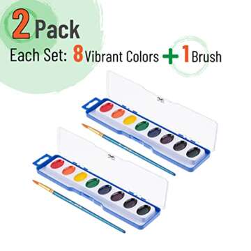 Mr. Pen- Washable Watercolors, 2 Pack, 8 Colors with Paint Brush, Watercolor Paint Set, Water Color Painting Kids, Watercolors for Kids and Adults, Kids Watercolor Paint Set, Watercolor Set Kids