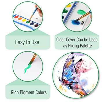 Mr. Pen- Washable Watercolors, 2 Pack, 8 Colors with Paint Brush, Watercolor Paint Set, Water Color Painting Kids, Watercolors for Kids and Adults, Kids Watercolor Paint Set, Watercolor Set Kids